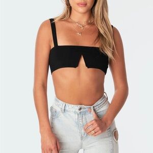 Edikted Valerie V Black Crop Top